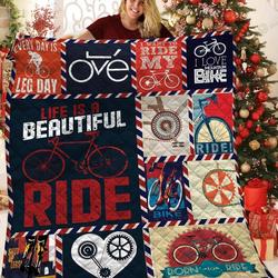 Cycling I Want To Ride My Bicycle Quilt Blanket Great Customized Blanket Gifts For Birthday Christmas Thanksgiving and Home Decor