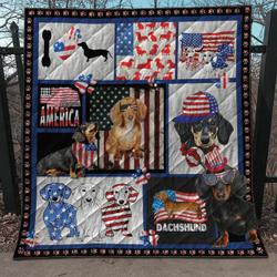 Dachshund American Flag JG1 NNQ131098 3D Customized Quilt and Home Decor