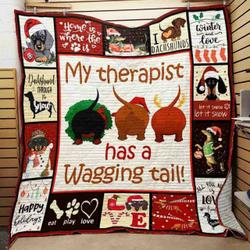 Dachshund Dog Christmas Quilt Blanket ABC07112135 and Home Decor