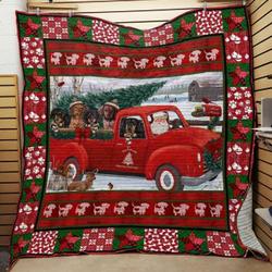 Dachshund Dog Christmas Quilt Blanket ABC07112321 and Home Decor