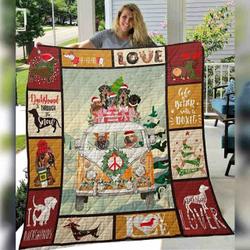 Dachshund Dog Christmas Quilt Blanket ABC07112410 and Home Decor