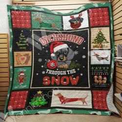 Dachshund Dog Christmas Quilt and Home Decor