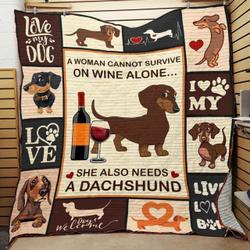 Dachshund Dog Quilt Blanket ABC07111754 and Home Decor