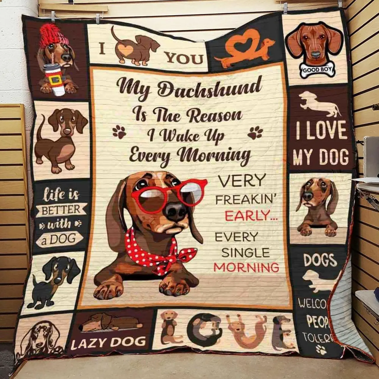 Dachshund Dog Quilt Blanket ABC07112539 and Home Decor