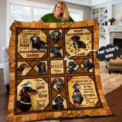 Dachshund Fathers Day Wp Personalized Name Quilt fp and Home Decor