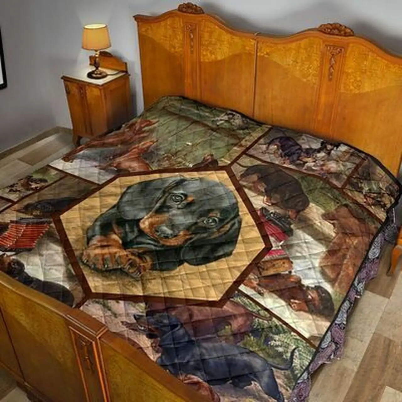 Dachshund Feeling Love HD76 3D Customized Quilt and Home Decor