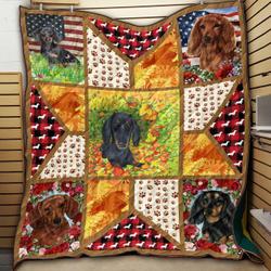Dachshund Floral Dogs JM1 NDC NNQ131098 3D Customized Quilt and Home Decor