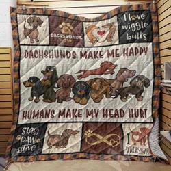 Dachshund Happy 3D Customized Quilt and Home Decor