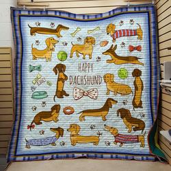 Dachshund Happy Quilt and Home Decor