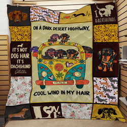 Dachshund Hippie Jfj Quilt Soo and Home Decor