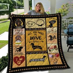 Dachshund I Love My Dog NNQ131098 3D Customized Quilt and Home Decor