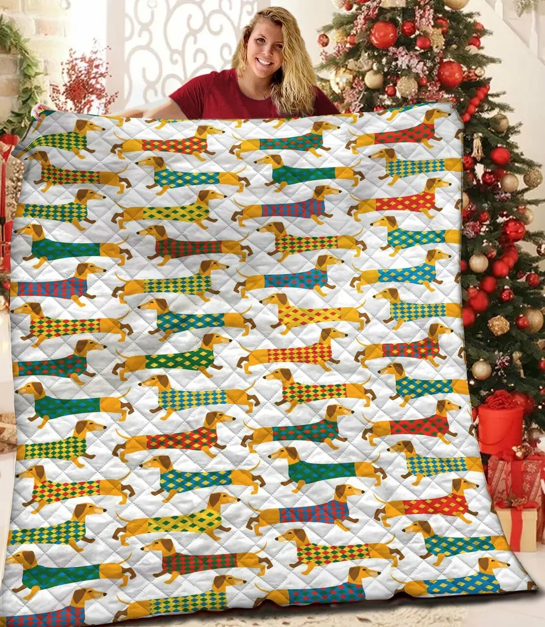 Dachshund Jfj Quilt Scg and Home Decor