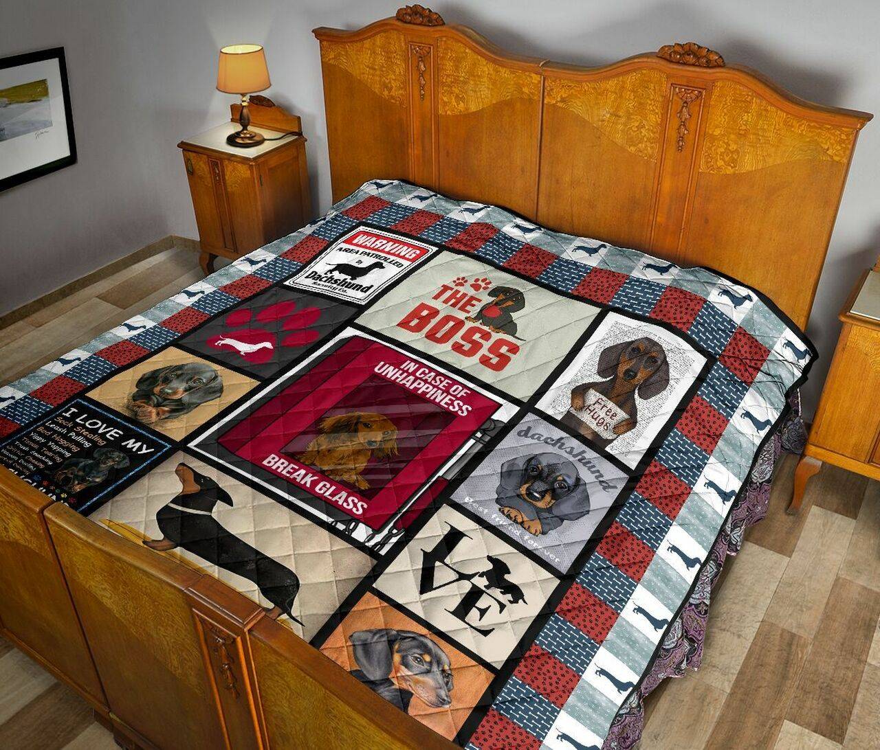 Dachshund Love Quilt Tafn Bubl and Home Decor