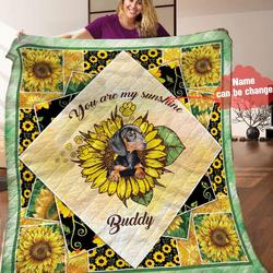 Dachshund Personalized Quilt Blanket HHH060611NA and Home Decor