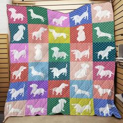 Dachshund Polka Dot Awesome Jfj Quilt Snu and Home Decor