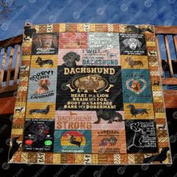 Dachshund Quilt Blanket Ver 15  Quilt and Home Decor