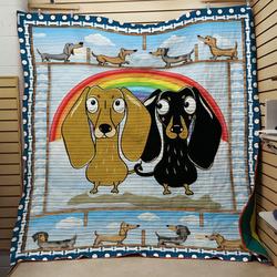Dachshund Rainbow Quilt and Home Decor