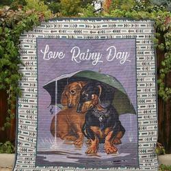 Dachshund Rainy Day Hur Quilt se and Home Decor