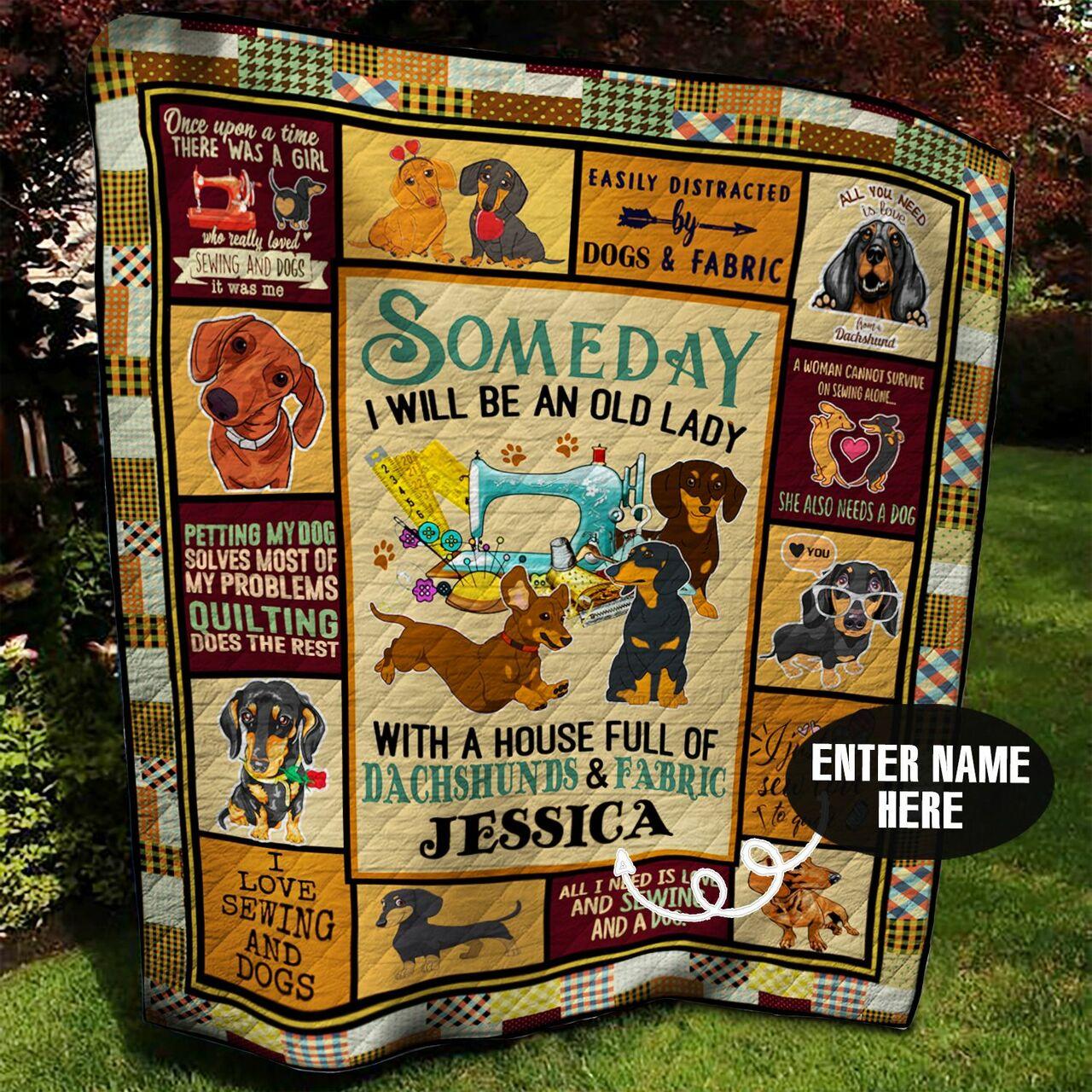 Dachshund Sewing Personalized Quilt Blanket Bbb090614Ht and Home Decor