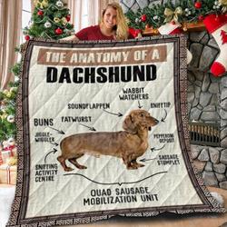 Dachshund The Anatomy Of A 3D Customized Quilt and Home Decor
