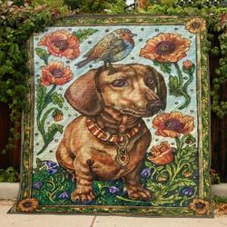 Dachshund Vintage Flowers JK6 NNQ131098 NMN 3D Customized Quilt and Home Decor