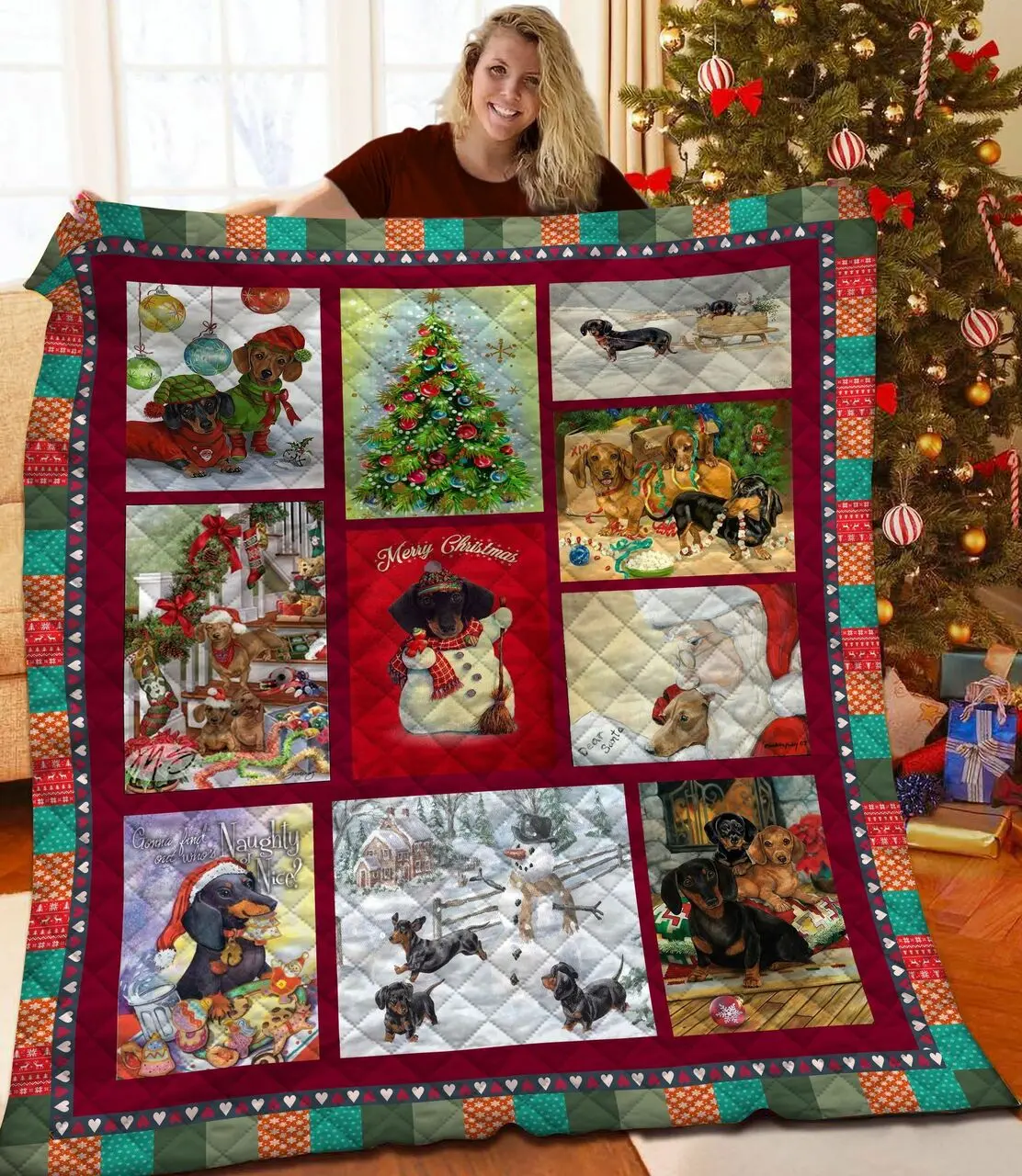 Dachshunds Christmas Dachshund Doxie Wiener Dog Lovers CL291220333MI Quilt Blanket and Home Decor