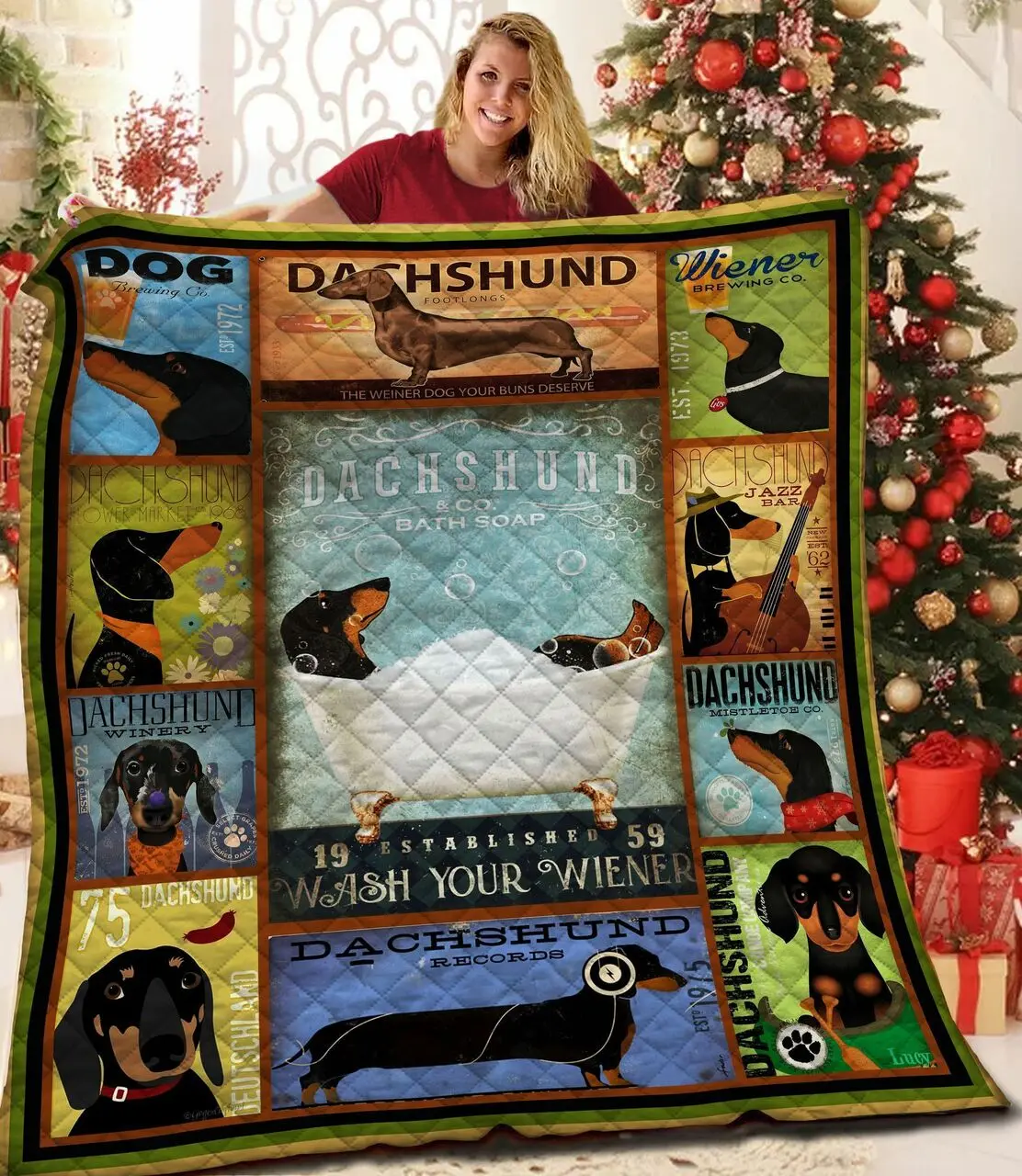 Dachshunds Film Dachshund Doxie Wiener Dog Lovers CL291220323MI Quilt Blanket and Home Decor