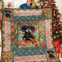 Dachshunds Flower Dachshund Doxie Wiener Dog Lovers CL291220248MI Quilt Blanket and Home Decor