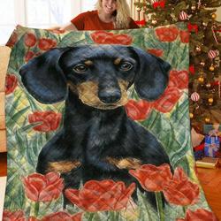 Dachshunds Flower Dachshund Doxie Wiener Dog Lovers CL291220358MI Quilt Blanket and Home Decor