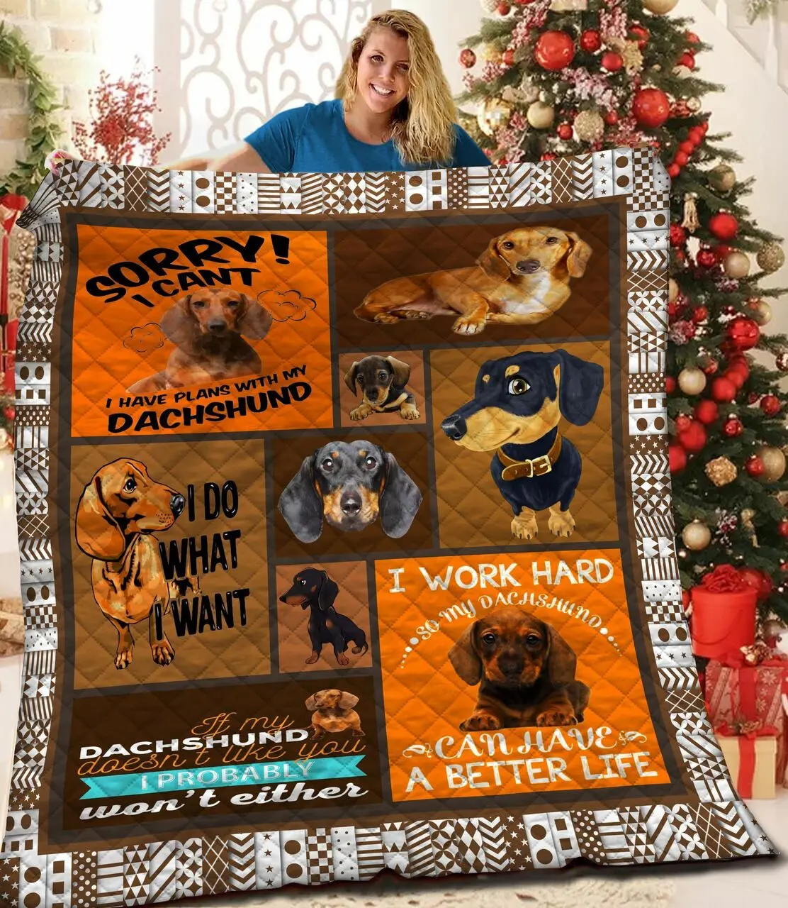 Dachshunds Funny Quote Dachshund Doxie Wiener Dog Lovers CL291220326MI Quilt Blanket and Home Decor