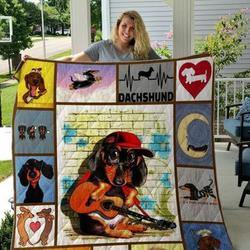 Dachshunds Guitar Dachshund Doxie Wiener Dog Lovers CL291220118MI Quilt Blanket and Home Decor