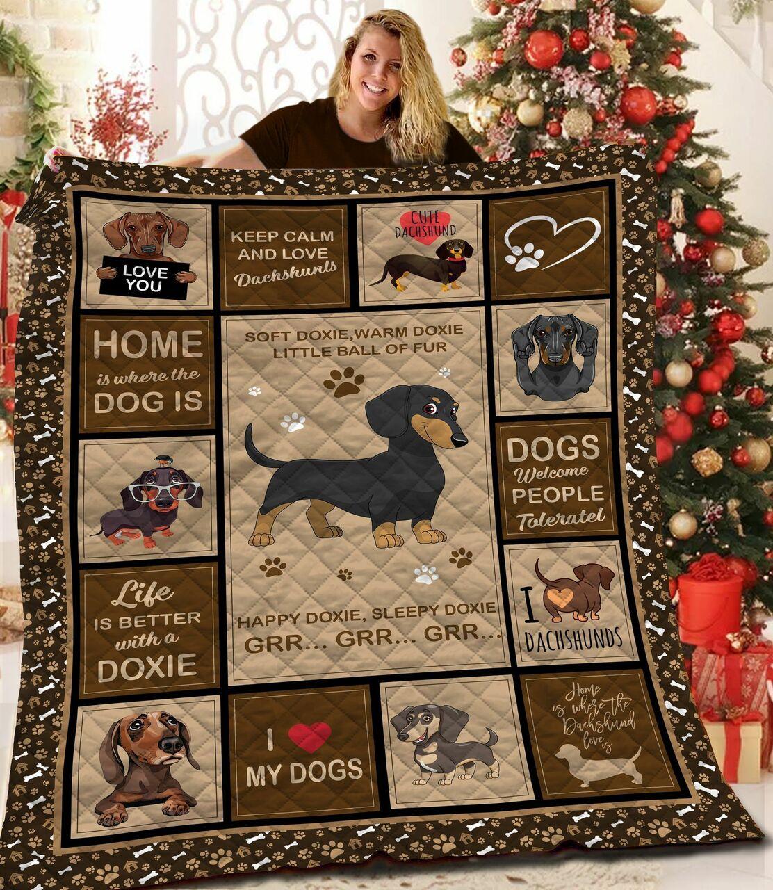 Dachshunds Happy Puppy Dachshund Doxie Wiener Dog Lovers CL291220287MI Quilt Blanket and Home Decor