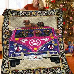 Dachshunds Hippie Dachshund Doxie Wiener Dog Lovers CL291220250MI Quilt Blanket and Home Decor