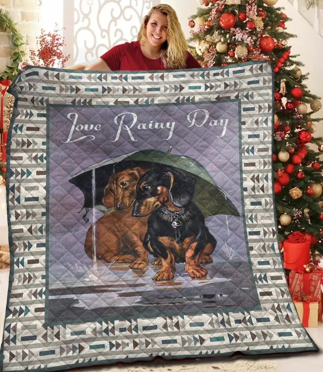 Dachshunds Love Rainy Day Dachshund Doxie Wiener Dog Lovers CL291220076MI Quilt Blanket and Home Decor