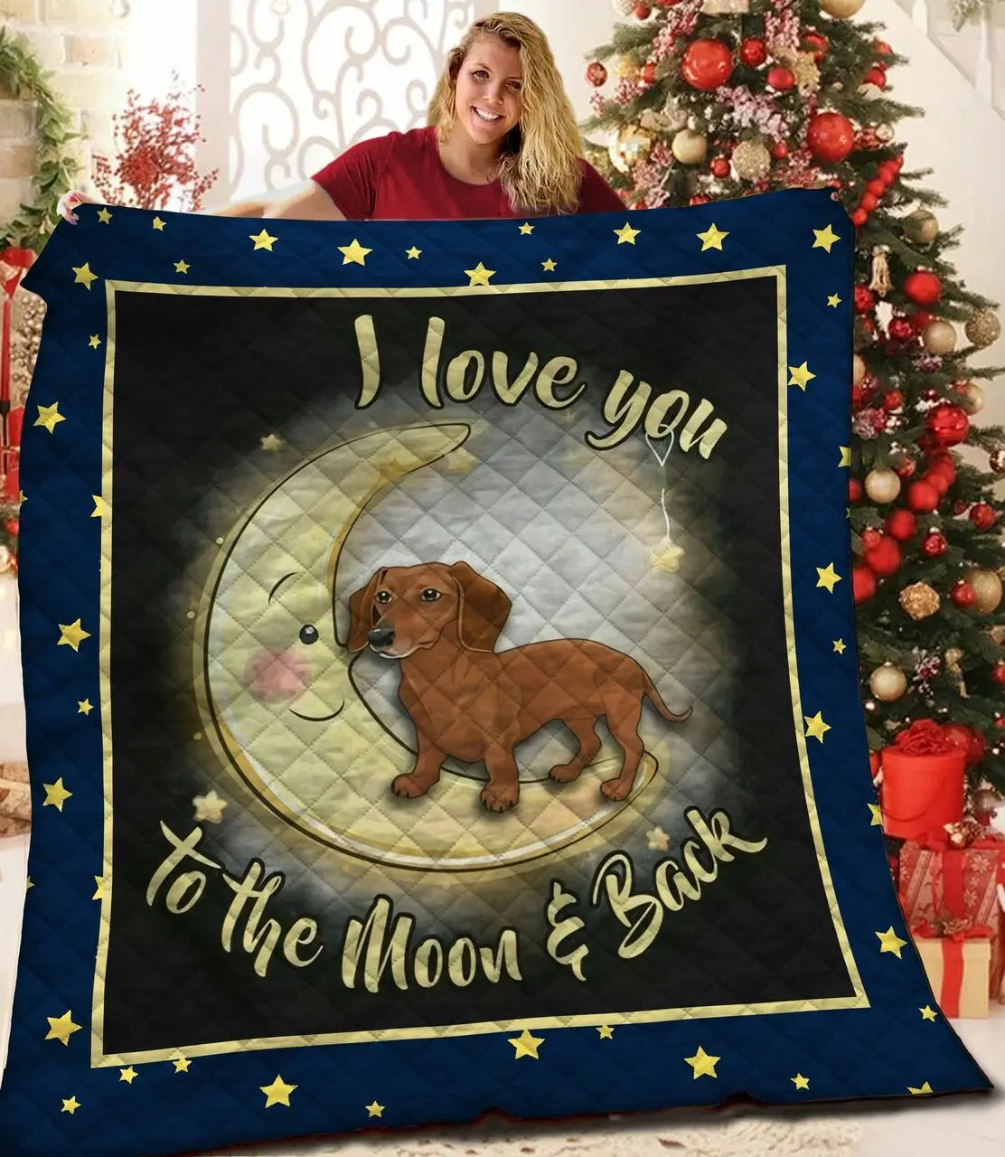 Dachshunds Love You To The Moon and Back Dachshund Doxie Wiener Dog Lovers CL291220352MI Quilt Blanket and Home Decor
