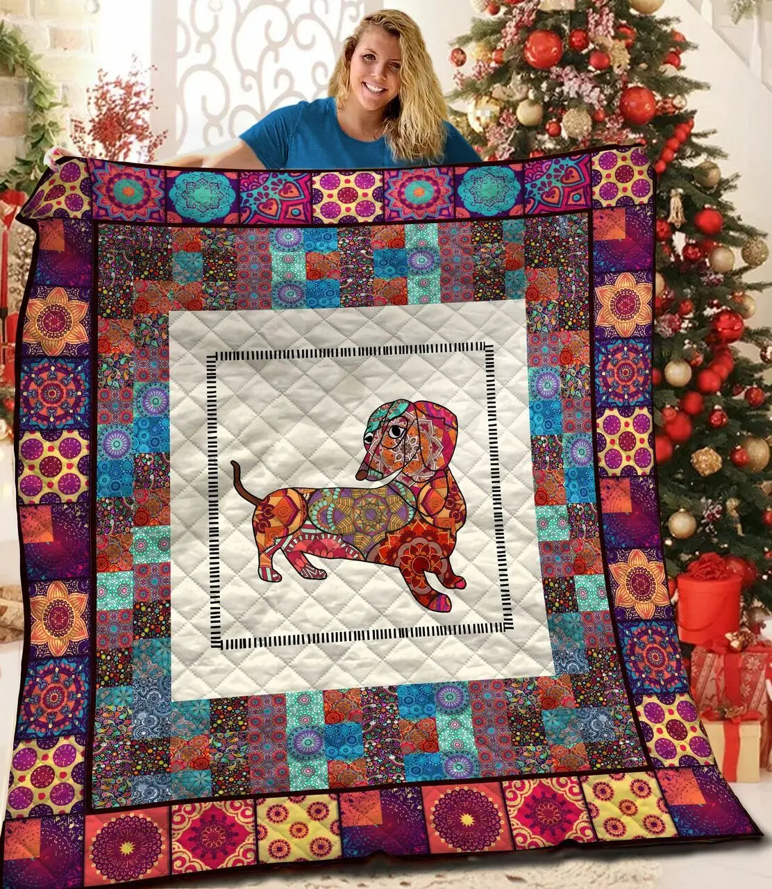 Dachshunds Pattern Dachshund Doxie Wiener Dog Lovers CL291220267MI Quilt Blanket and Home Decor