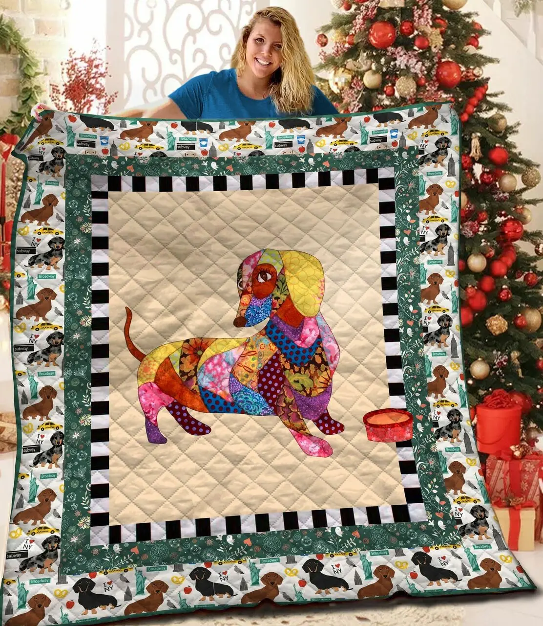 Dachshunds Pattern Dachshund Doxie Wiener Dog Lovers CL291220313MI Quilt Blanket and Home Decor