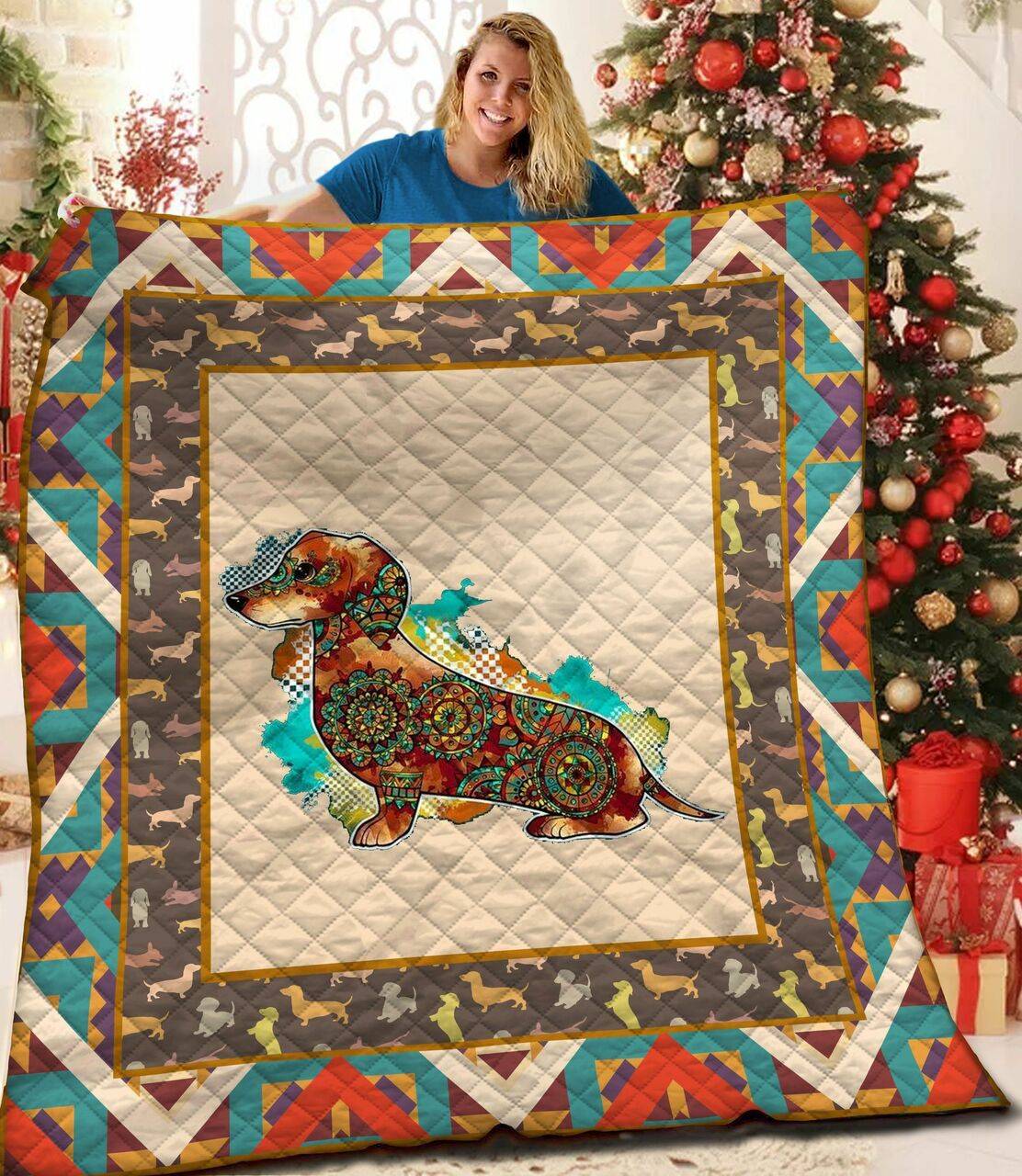 Dachshunds Pattern Dachshund Doxie Wiener Dog Lovers CL291220341MI Quilt Blanket and Home Decor