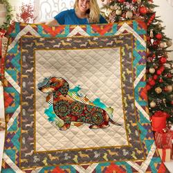 Dachshunds Pattern Dachshund Doxie Wiener Dog Lovers CL291220341MI Quilt Blanket and Home Decor