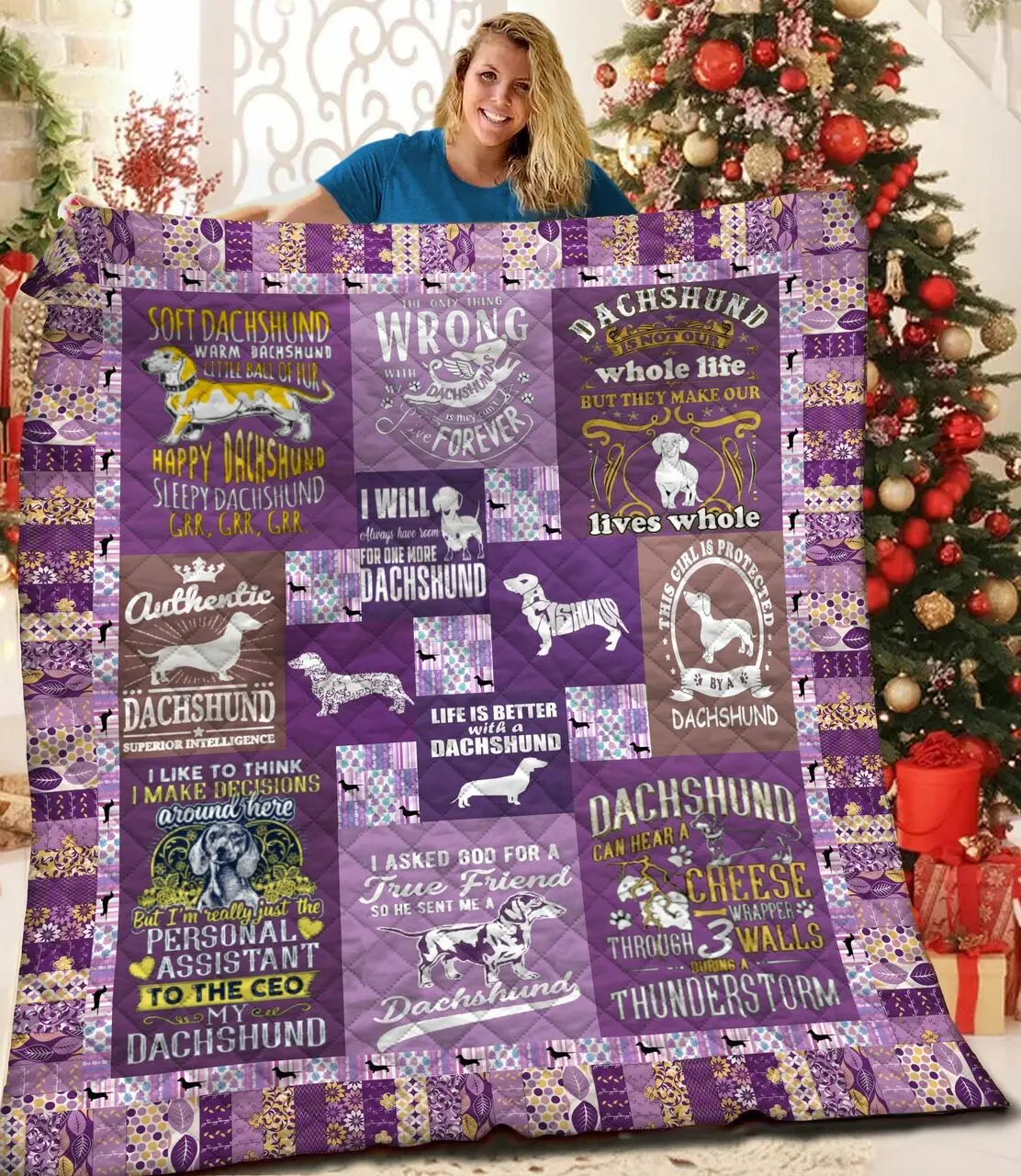 Dachshunds Quote Dachshund Doxie Wiener Dog Lovers CL291220328MI Quilt Blanket and Home Decor