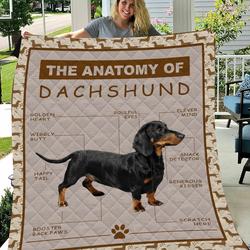 Dachshunds The Anatomy Of Dachshund Dachshund Doxie Wiener Dog Lovers CL291220100MI Quilt Blanket and Home Decor