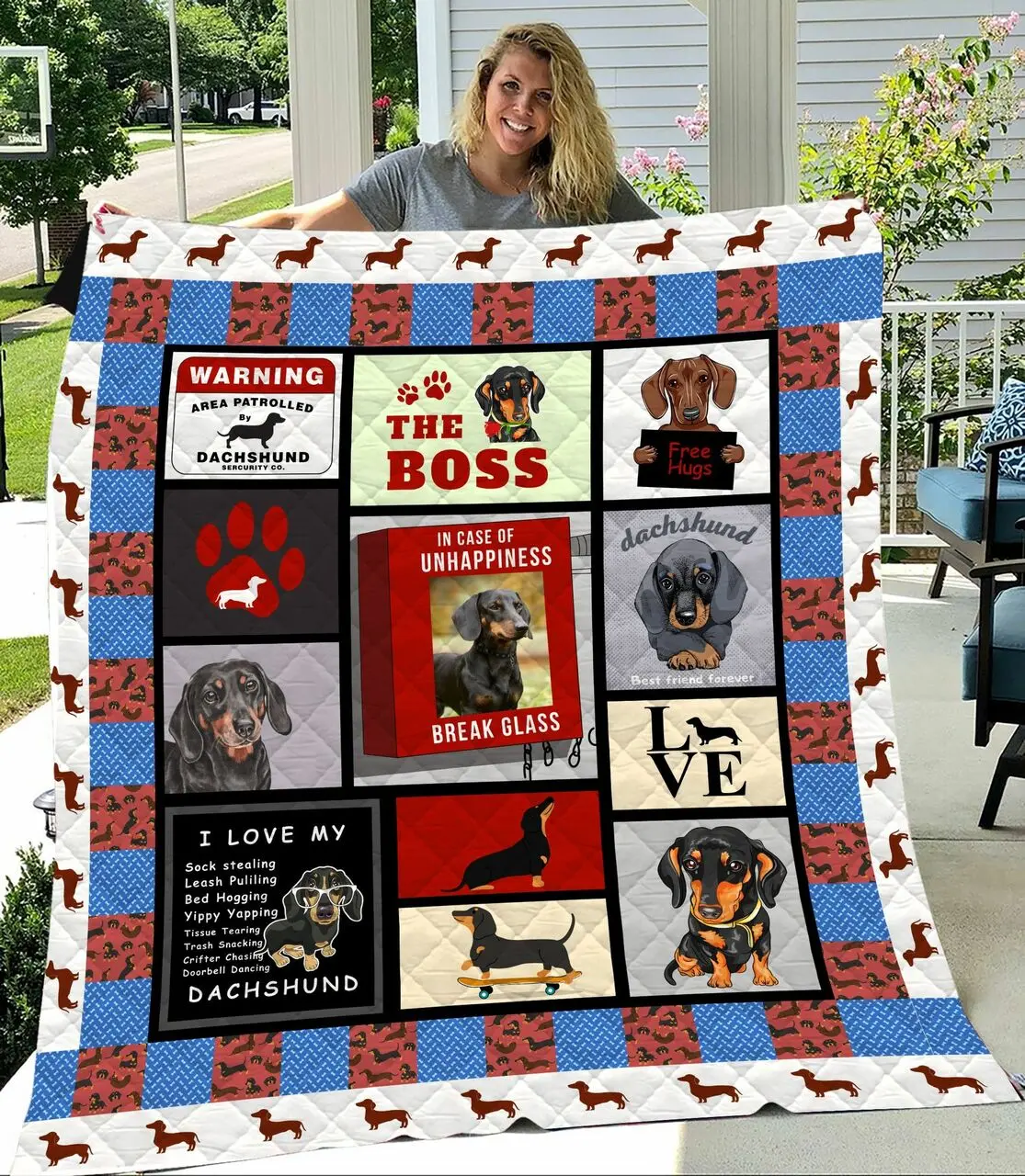 Dachshunds The Boss Dachshund Doxie Wiener Dog Lovers CL291220097MI Quilt Blanket and Home Decor
