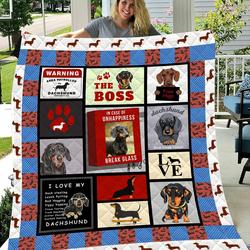 Dachshunds The Boss Dachshund Doxie Wiener Dog Lovers CL291220097MI Quilt Blanket and Home Decor