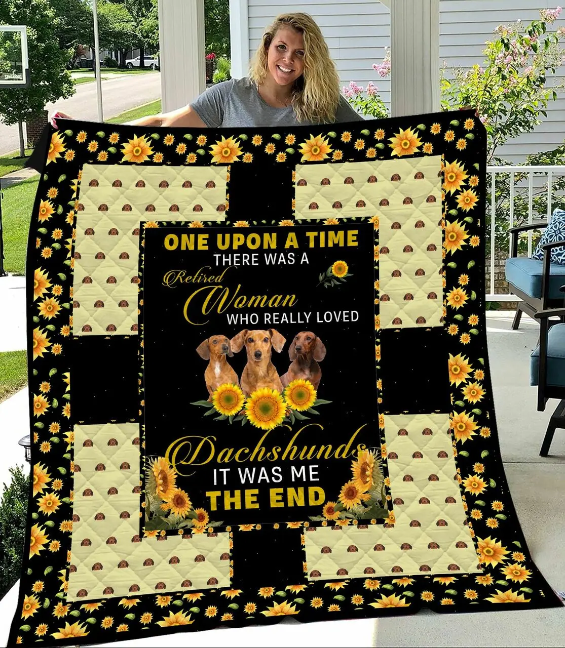 Dachshunds The Sunflower Dachshund Doxie Wiener Dog Lovers CL291220112MI Quilt Blanket and Home Decor