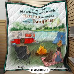 Dad And Daughter Campinp NTTH011298 Personalized Name 3D Customized Quilt and Home Decor