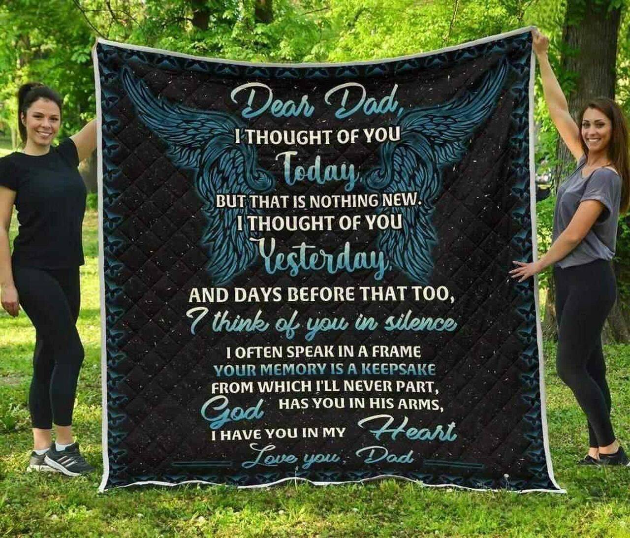 Dad Heaven Dear Dad I Have You In My Heart Blanket Th0807 Quilt and Home Decor