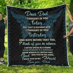 Dad Heaven Dear Dad I Have You In My Heart Blanket Th0807 Quilt and Home Decor