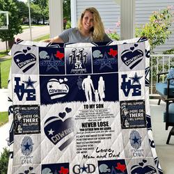 Dallas Cowboys  To My Son  Love Mom And Dad Quilt and Home Decor