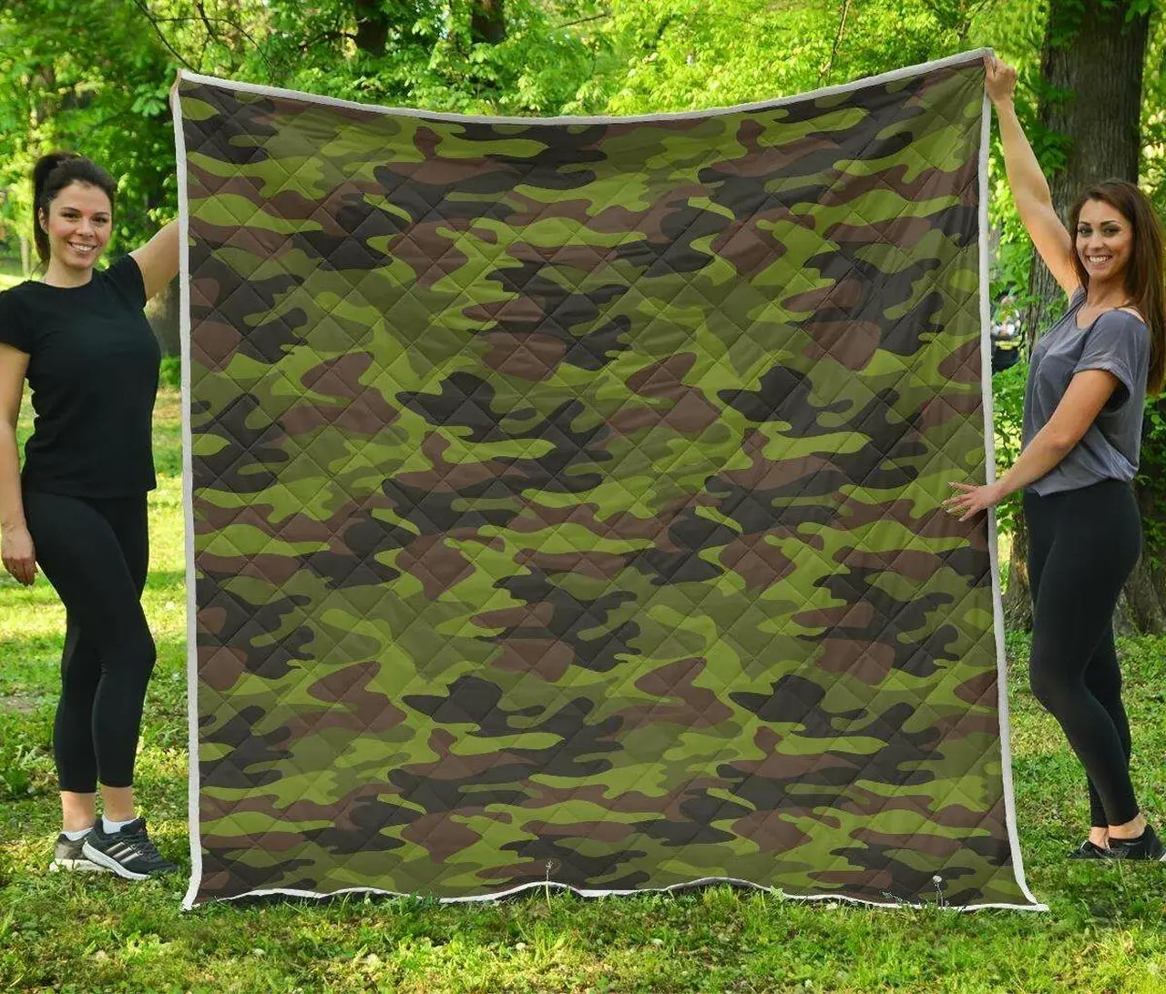 Dark Green And Black Camouflage Cl17100234Mdq Quilt Blanket and Home Decor
