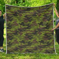 Dark Green And Black Camouflage Cl17100234Mdq Quilt Blanket and Home Decor